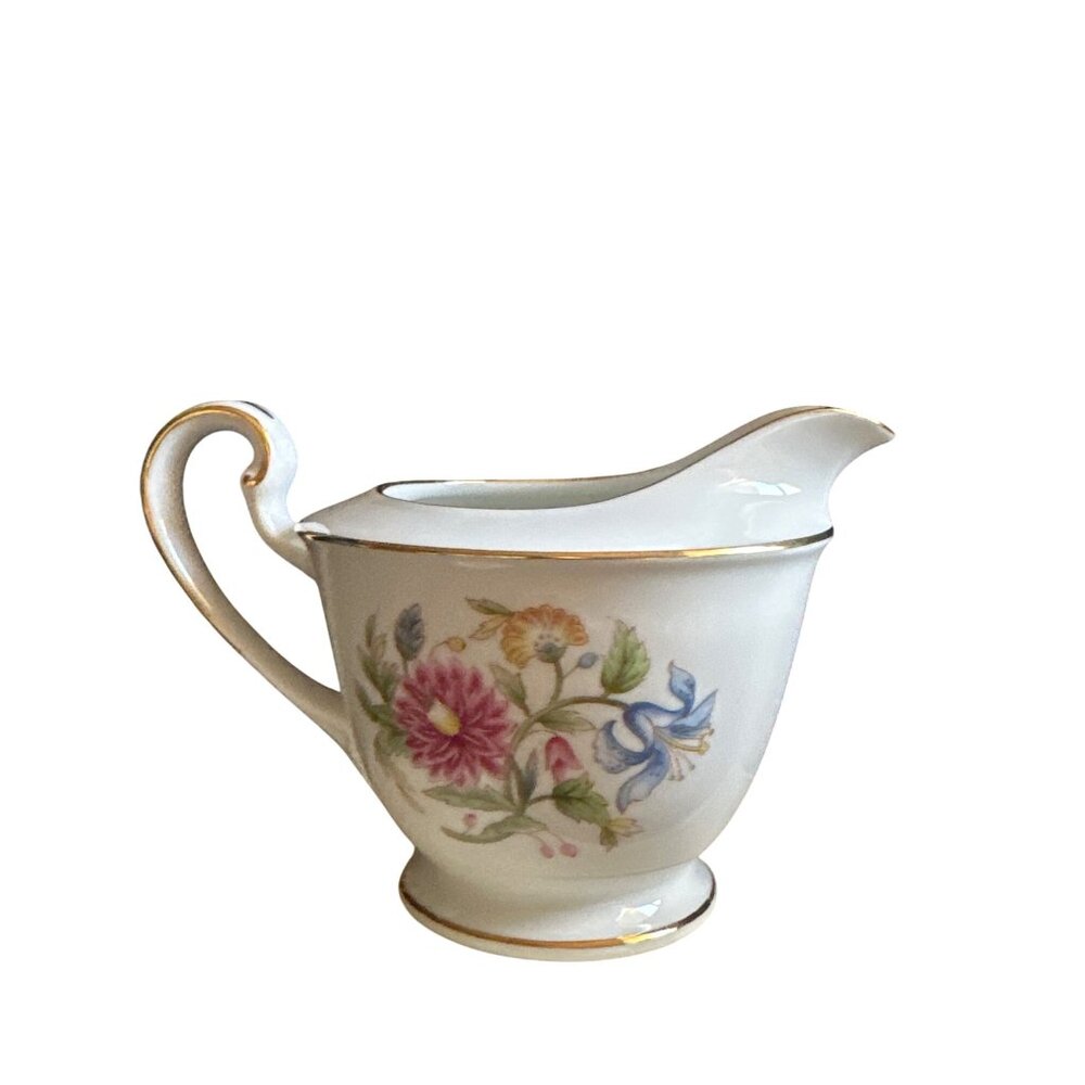 Noritake Floral Porcelain Creamer With Gold Trim - Nippon Toki Kaisha Vintage Pi